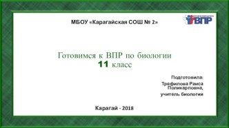 Методические указания и рекомендация Биология: подготовка к ВПР, 11 класс