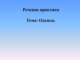 Презентация Речевая практика Одежда