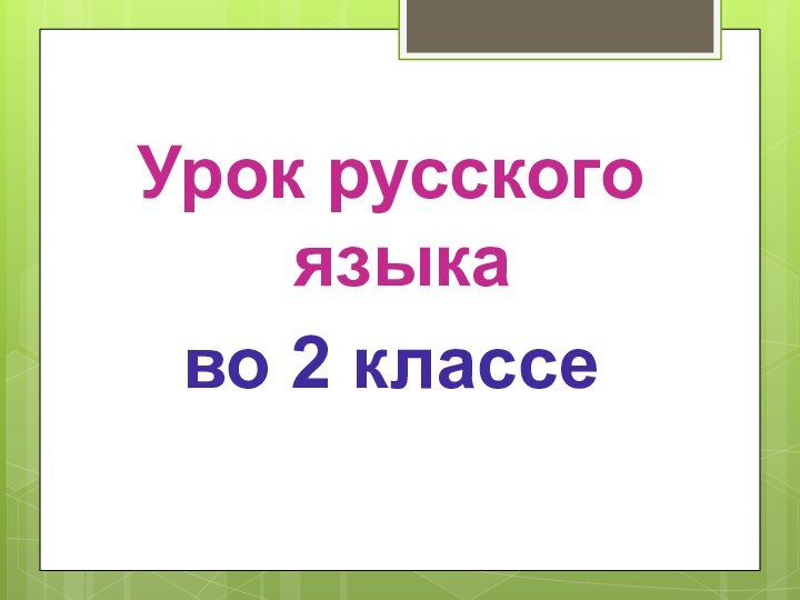 Урок русского языка во 2 классе