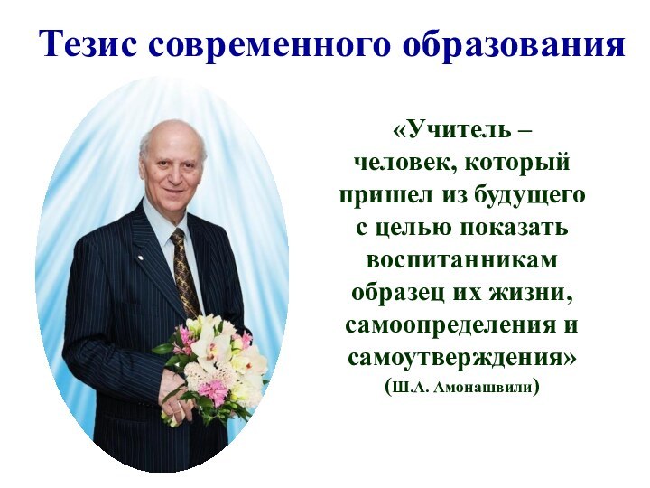Тезис современного образования«Учитель – человек, который пришел из будущего с целью показать