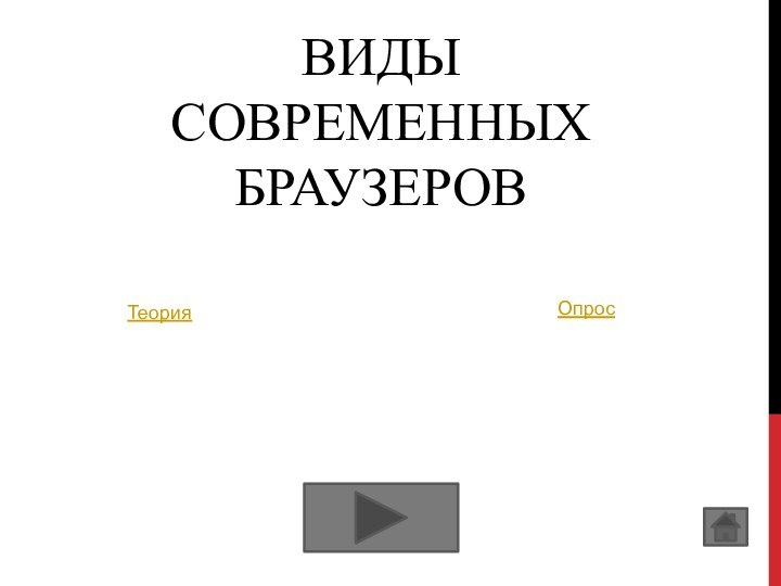 Виды современных БраузеровТеорияОпрос