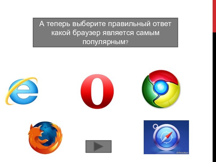 А теперь выберите правильный ответ какой браузер является самым популярным?
