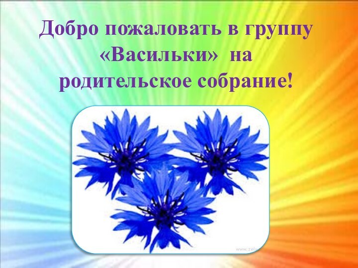 Добро пожаловать в группу «Васильки» народительское собрание!