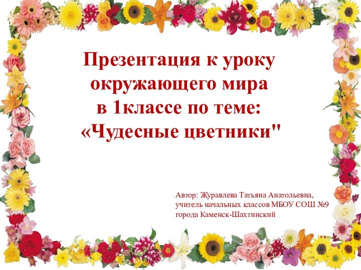 Презентация к уроку окружающего мира в 1классе по теме: «Чудесные цветники