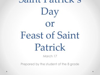 ST PATRICK'S DAY
