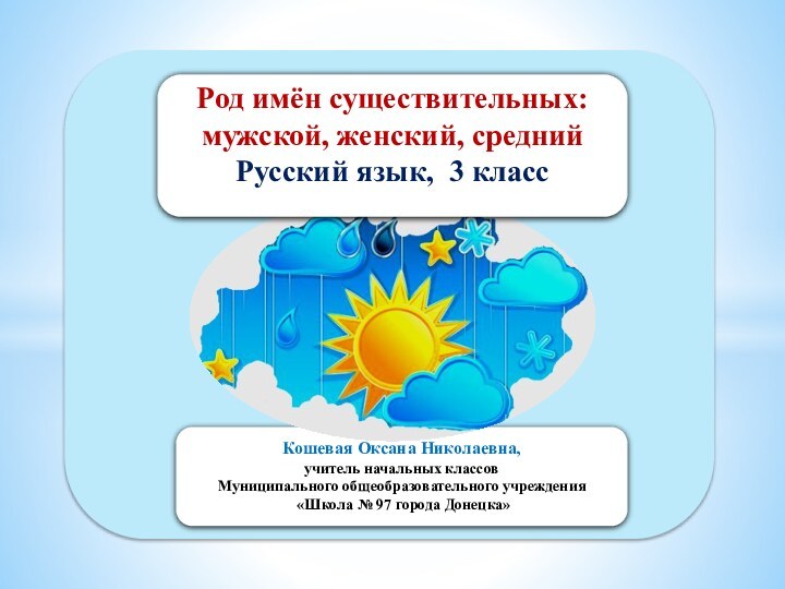 3 классКошевая Оксана Николаевна,учитель начальных классовМуниципального общеобразовательного учреждения «Школа № 97 города