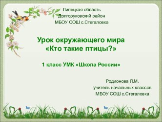 Урок окружающего мира в 1 классе по теме Кто такие птицы? в ТРКМ с использованием ИКТ