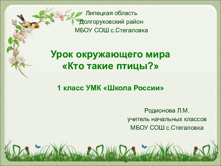 Урок окружающего мира «Кто такие птицы?»  1 класс УМК «Школа России»Родионова