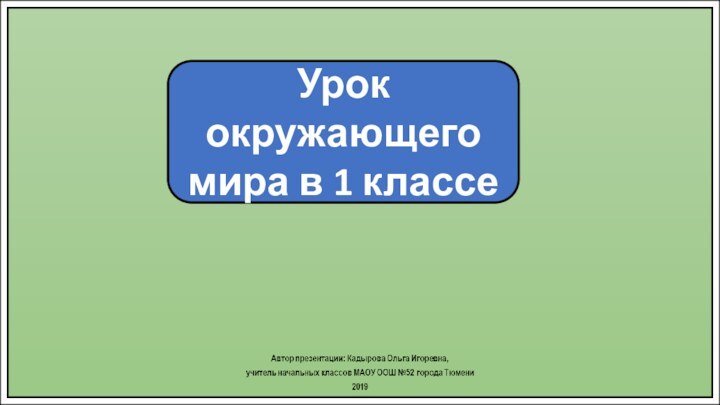 Урок окружающего мира в 1 классе