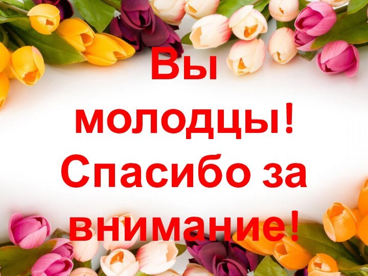 Вы молодцы!  Спасибо за внимание!