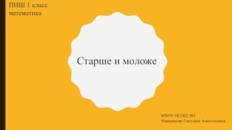 Презентация к уроку по математике на тему Старше и моложе