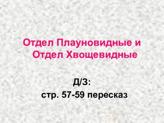 Презентация Отдел Плауновидные и Отдел Хвощевидные