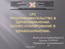 СРСПредпринимательство в здравоохранении.Бизнес-планирование в здравоохранении.