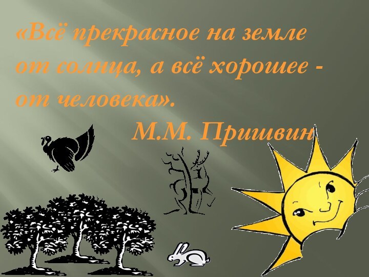 «Всё прекрасное на земле от солнца, а всё хорошее - от человека».