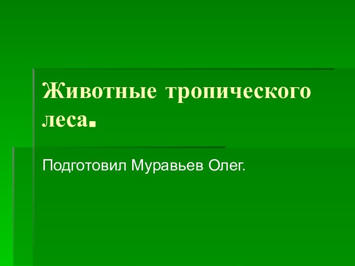 Животные тропического леса. Подготовил Муравьев Олег.