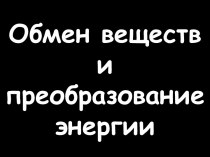 Обмен веществ и преобразование энергии