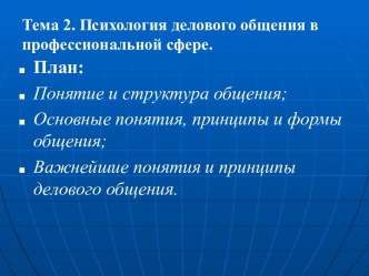 Психология делового общения в профессиональной сфере