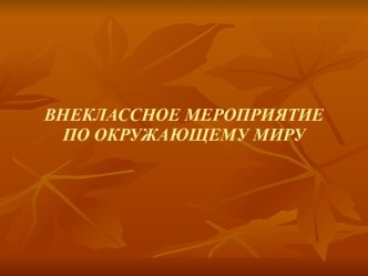 Внеклассное мероприятие по окружающему миру