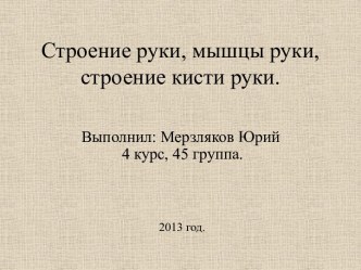 Строение руки, мышцы руки, строение кисти руки.