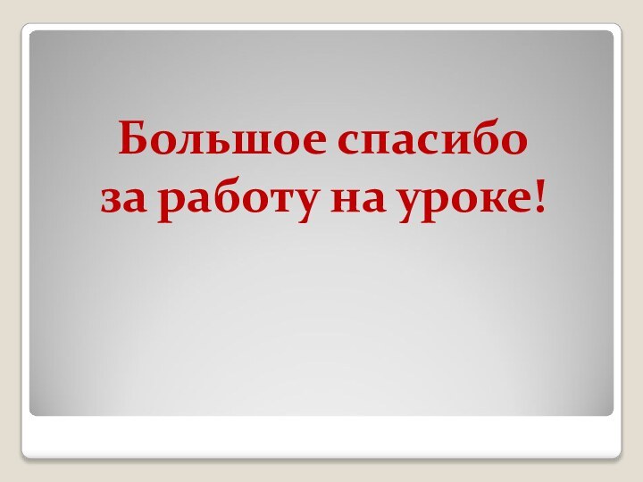 Большое спасибо  за работу на уроке!