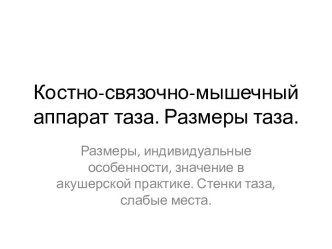 Костно-связочно-мышечный аппарат таза. Размеры таза.