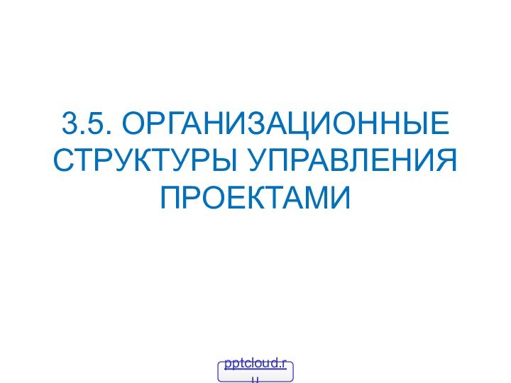 3.5. ОРГАНИЗАЦИОННЫЕ СТРУКТУРЫ УПРАВЛЕНИЯ ПРОЕКТАМИ