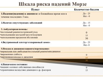 Шкала риска падений Морзе