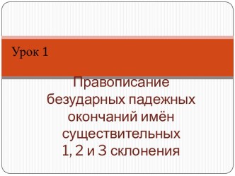 Правописание безударных падежных окончаний имён существительных