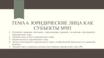 Тема 6. Юридические лица как субъекты мчп