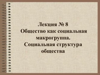 Общество как социальная макрогруппа. Социальная структура общества