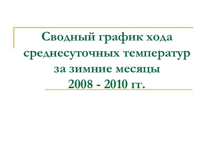 Сводный график хода среднесуточных температур  за зимние месяцы  2008 - 2010 гг.