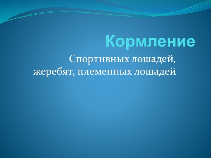 КормлениеСпортивных лошадей, жеребят, племенных лошадей