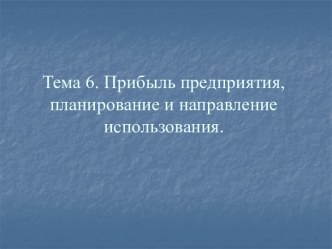 Прибыль предприятия, планирование и направление использования