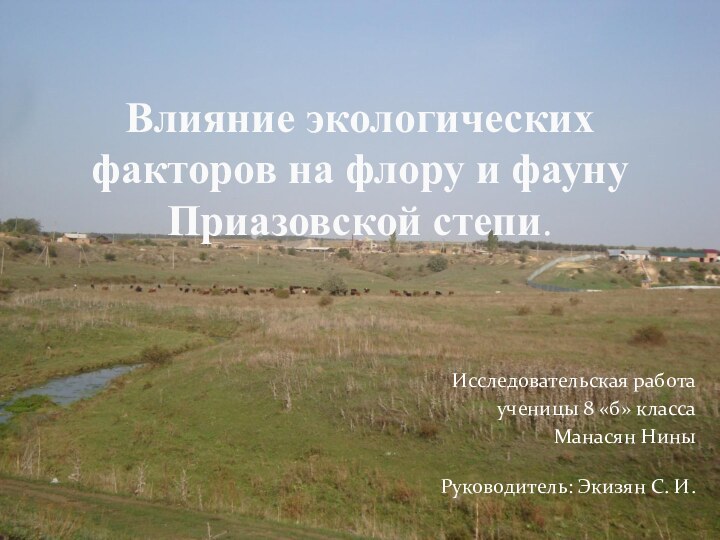 Исследовательская работа ученицы 8 «б» класса Манасян Нины