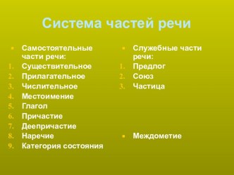 Система частей речи