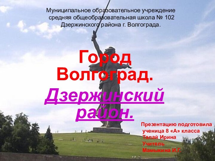 Муниципальное образовательное учреждение  средняя общеобразовательная школа № 102  Дзержинского района