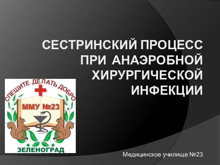 СЕСТРИНСКИЙ ПРОЦЕСС ПРИ АНАЭРОБНОЙ ХИРУРГИЧЕСКОЙ ИНФЕКЦИИМедицинское училище №23