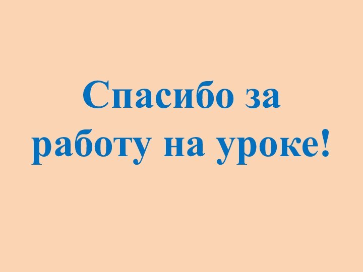 Спасибо за работу на уроке!