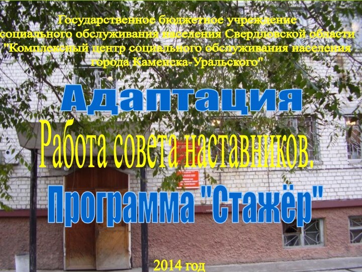 АдаптацияГосударственное бюджетное учреждениесоциального обслуживания населения Свердловской области