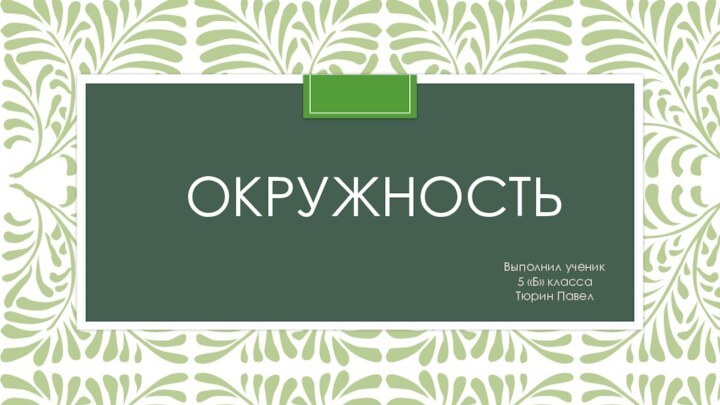 ОкружностьВыполнил ученик 5 «Б» класса Тюрин Павел