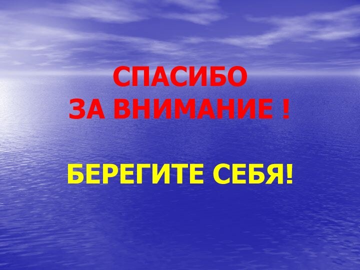 СПАСИБО  ЗА ВНИМАНИЕ !  БЕРЕГИТЕ СЕБЯ!