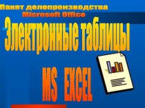 Электронные таблицы MS EXCEL