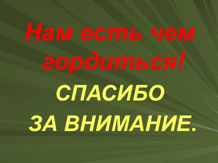 Нам есть чем гордиться!СПАСИБО ЗА ВНИМАНИЕ.