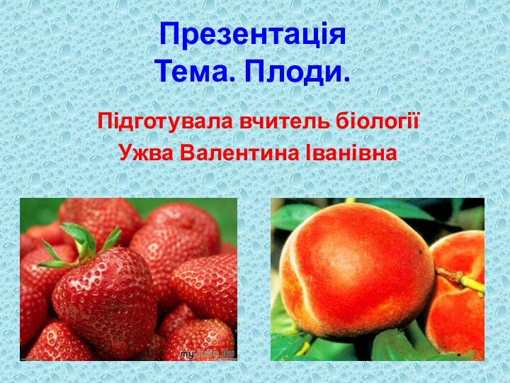 Презентація Тема. Плоди.Підготувала вчитель біологіїУжва Валентина Іванівна