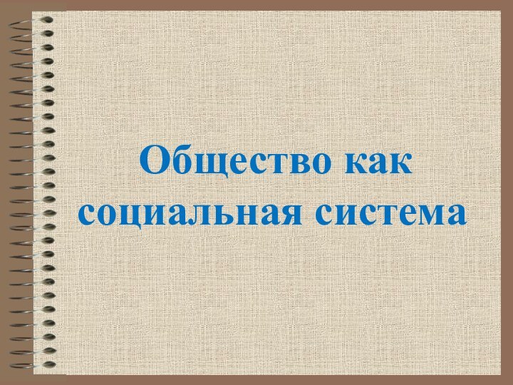 Общество как социальная система