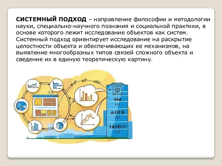 СИСТЕМНЫЙ ПОДХОД – направление философии и методологии науки, специально-научного познания и социальной практики,