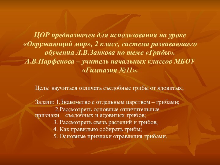 ЦОР предназначен для использования на уроке «Окружающий мир», 2 класс, система развивающего