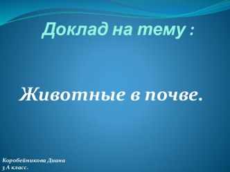 Животные в почве