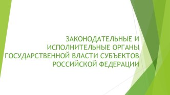 Законодательные и исполнительные органы государственной власти субъектов РФ