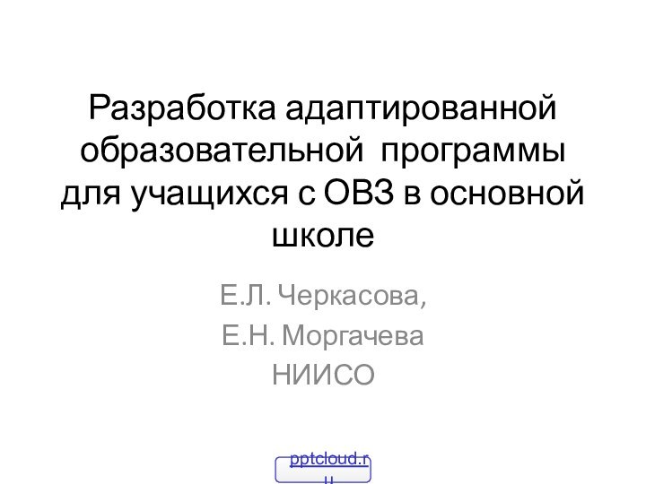 Разработка адаптированной образовательной программы для учащихся с ОВЗ в основной школеЕ.Л. Черкасова,Е.Н. МоргачеваНИИСО